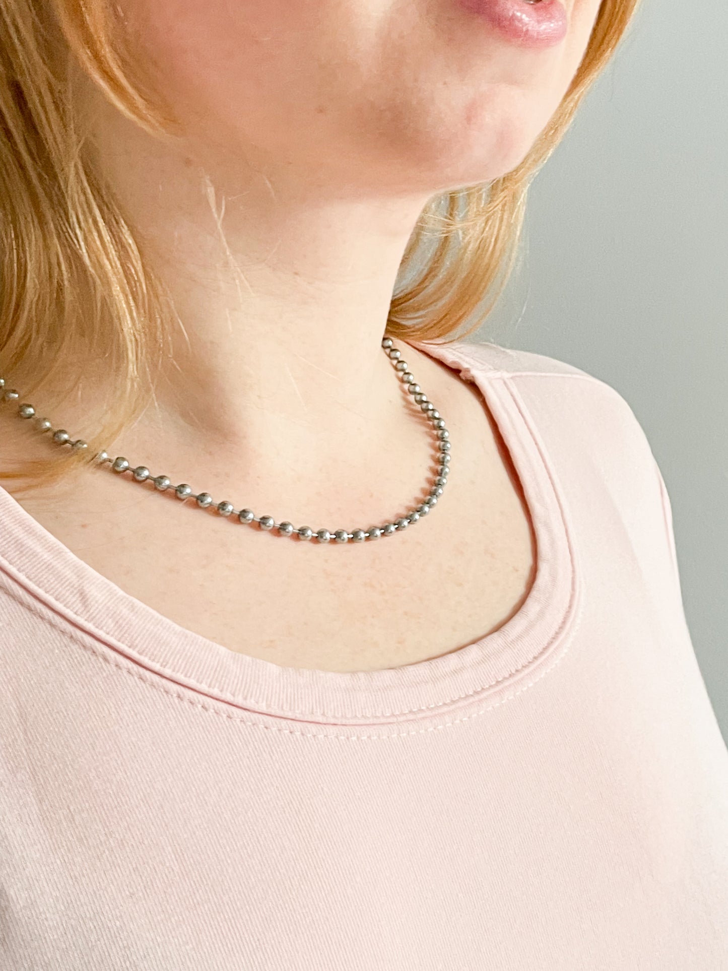 Silver Mini Ball Chain Necklace - 16"