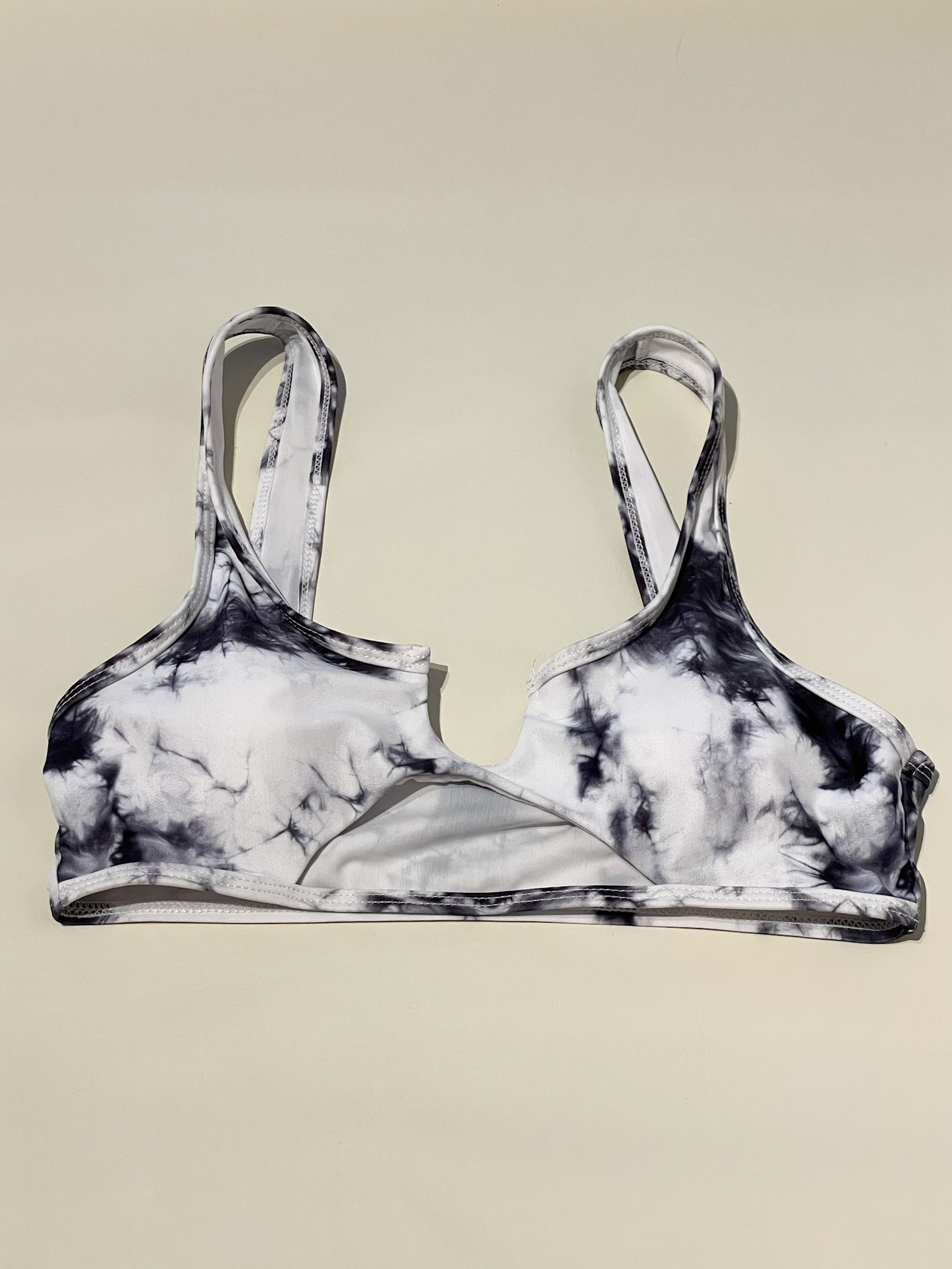 Zaful Grey Tie Dye Cutout Bikini Swim Top  - Medium