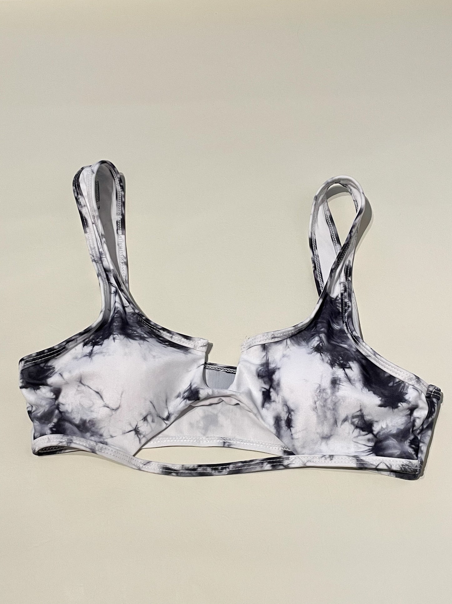 Zaful Grey Tie Dye Cutout Bikini Swim Top  - Medium