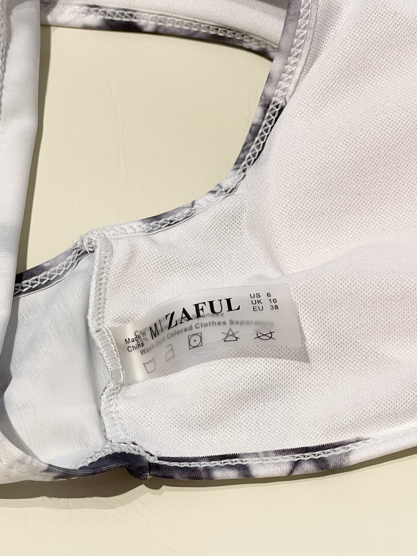 Zaful Grey Tie Dye Cutout Bikini Swim Top  - Medium