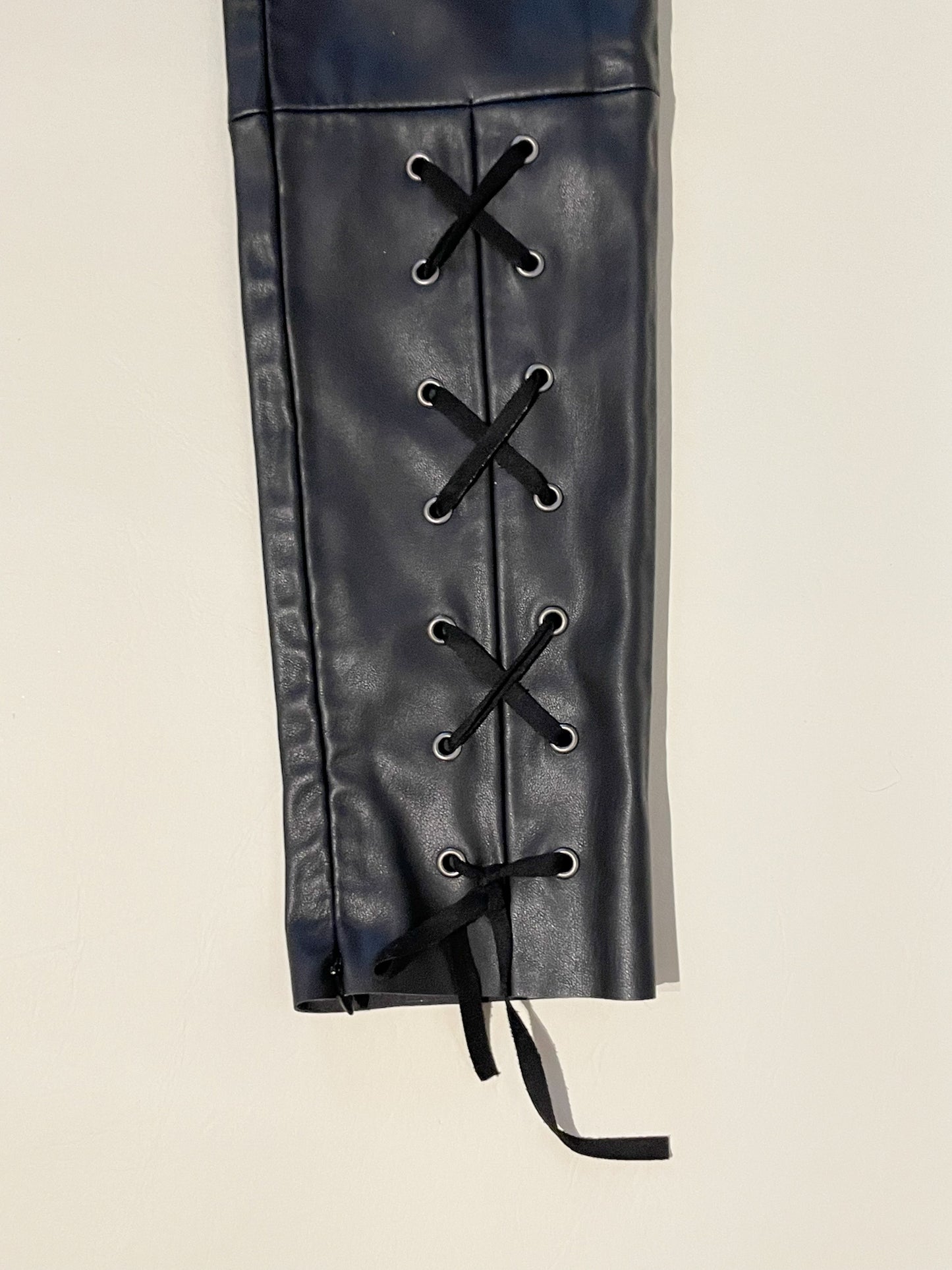 Dex Black Faux Leather Lace Up Zipper Legging Pants - XS