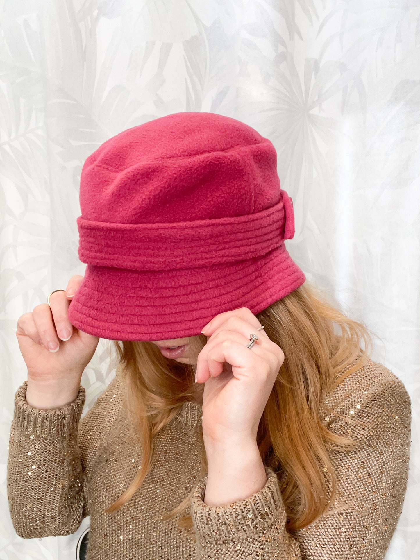 Que Sera Pink Fleece Winter Bucket Hat
