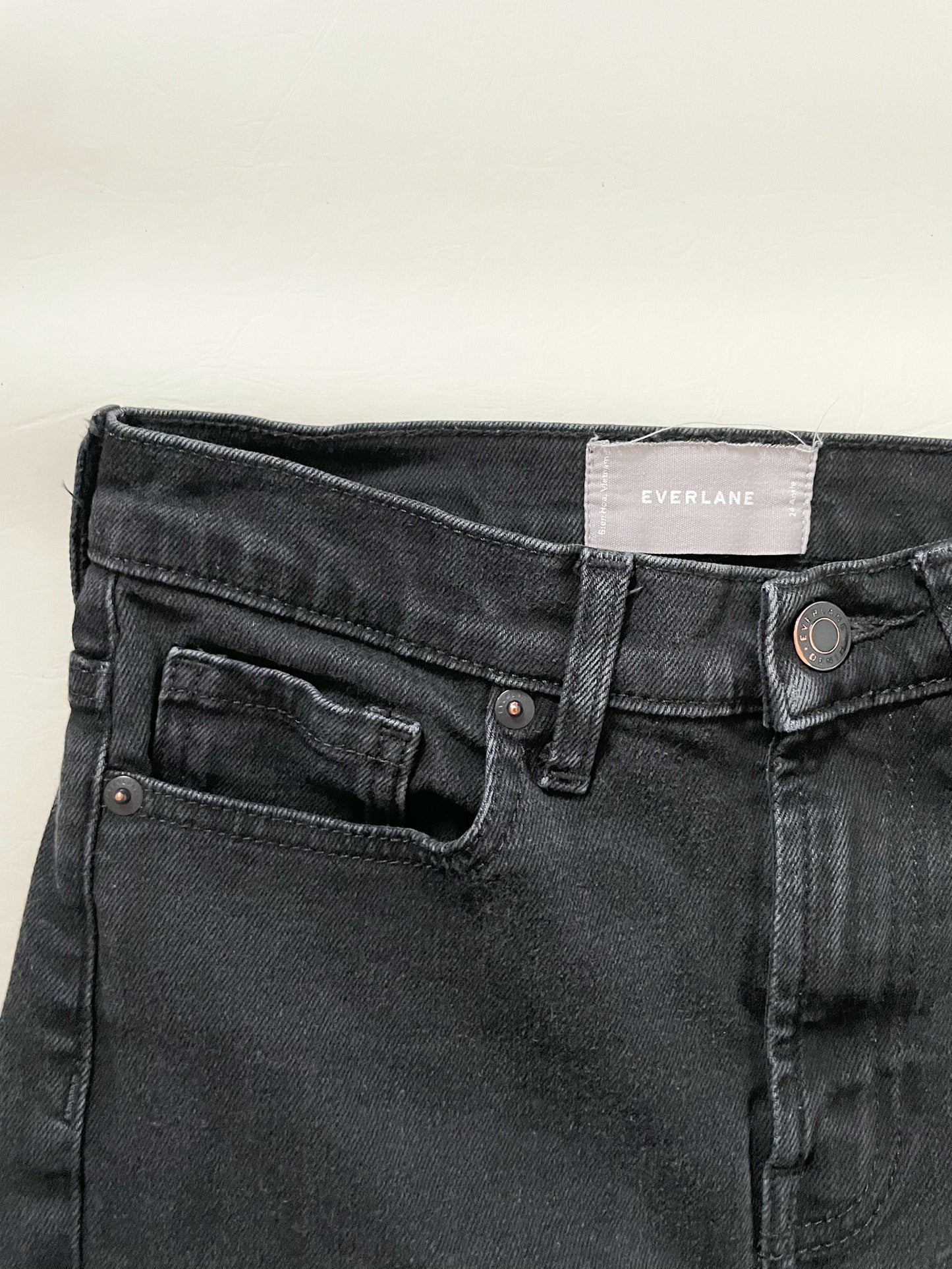 Everlane The Original Cheeky® High Rise Black Tapered Leg Ankle Jeans - Size 24