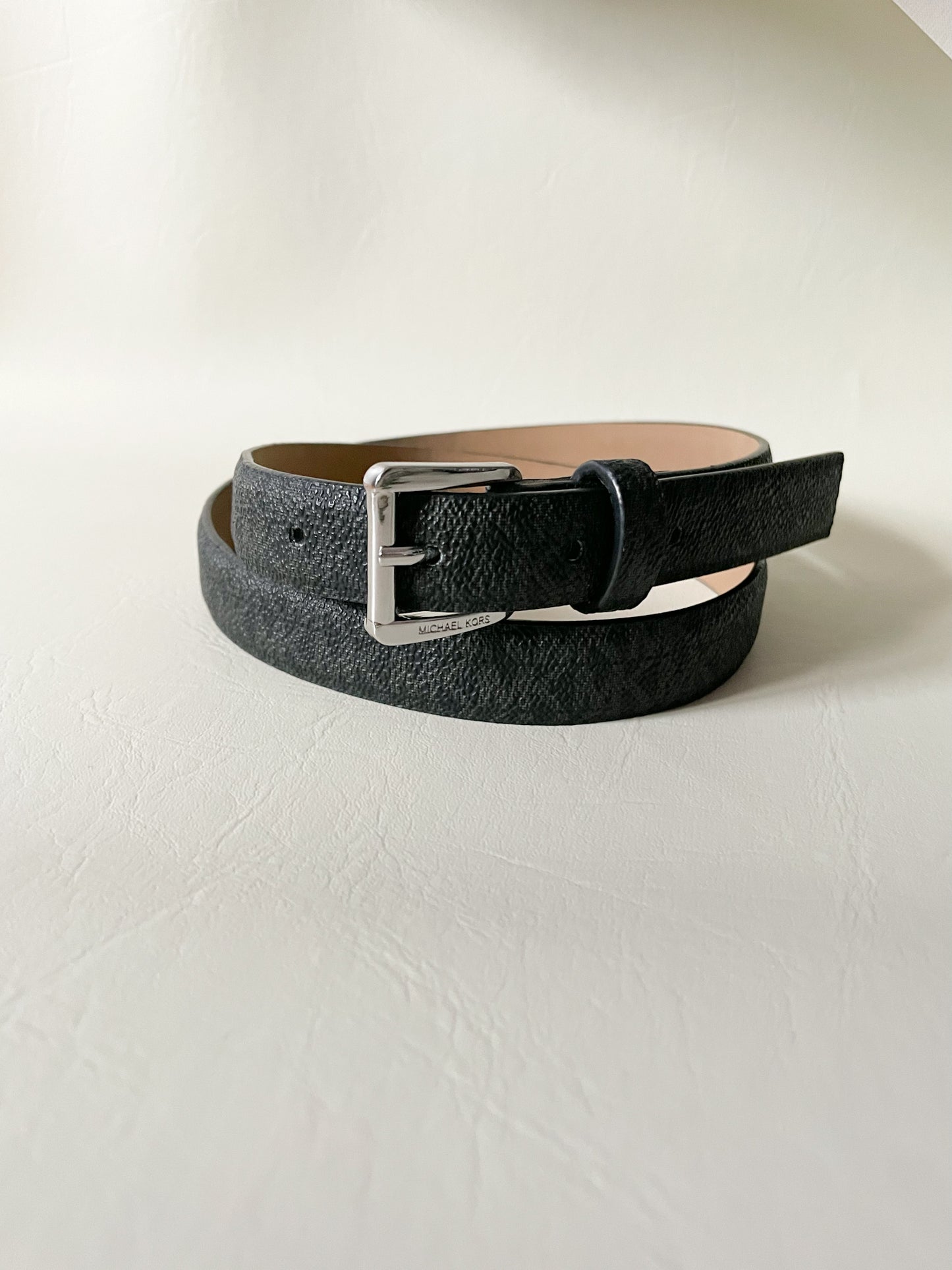 MICHAEL Michael Kors Black Grosgrain Faux Leather Belt - Small