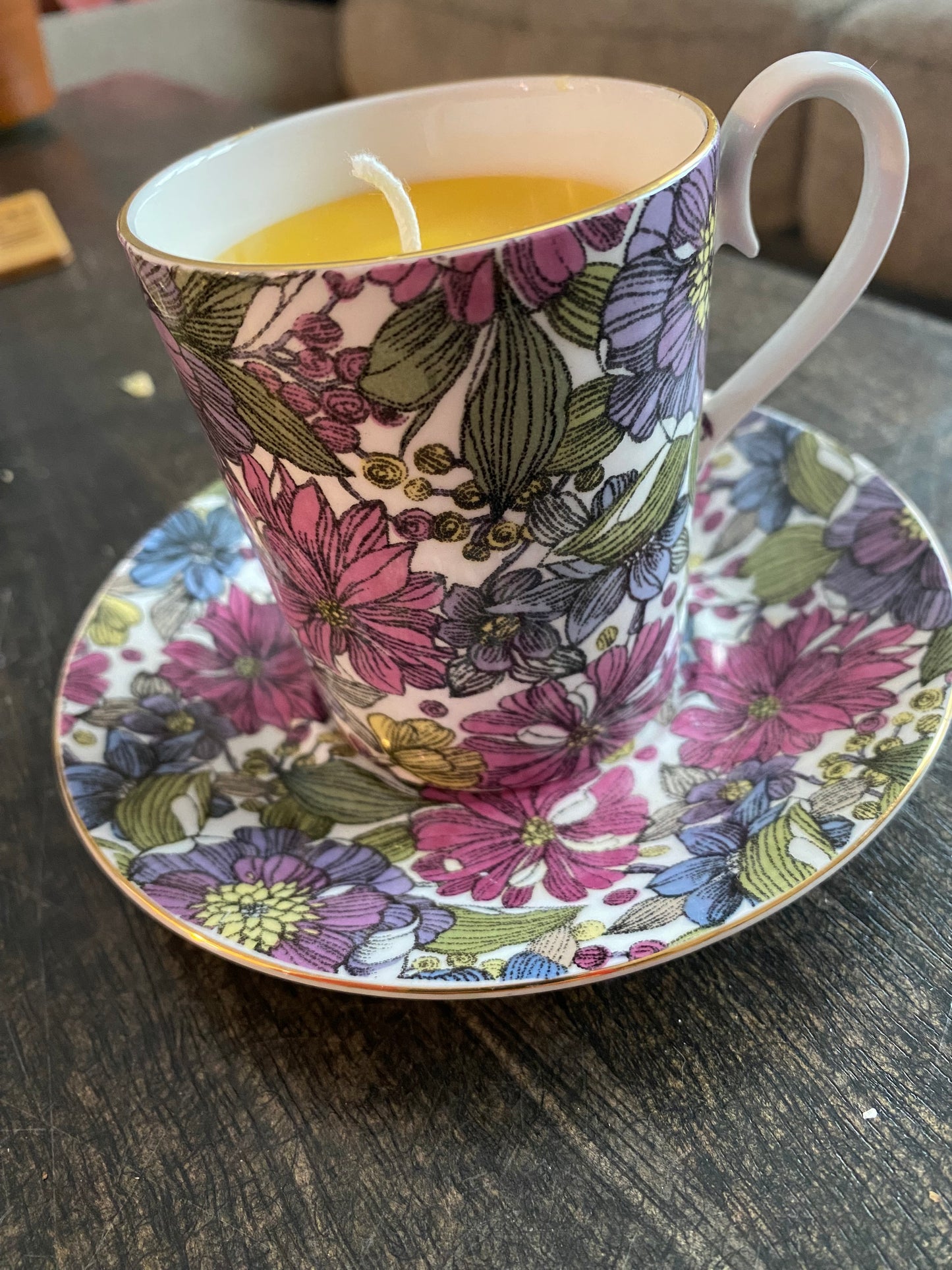 Teacup Beeswax Candle Royal Albert Camelot Demitasse Pattern