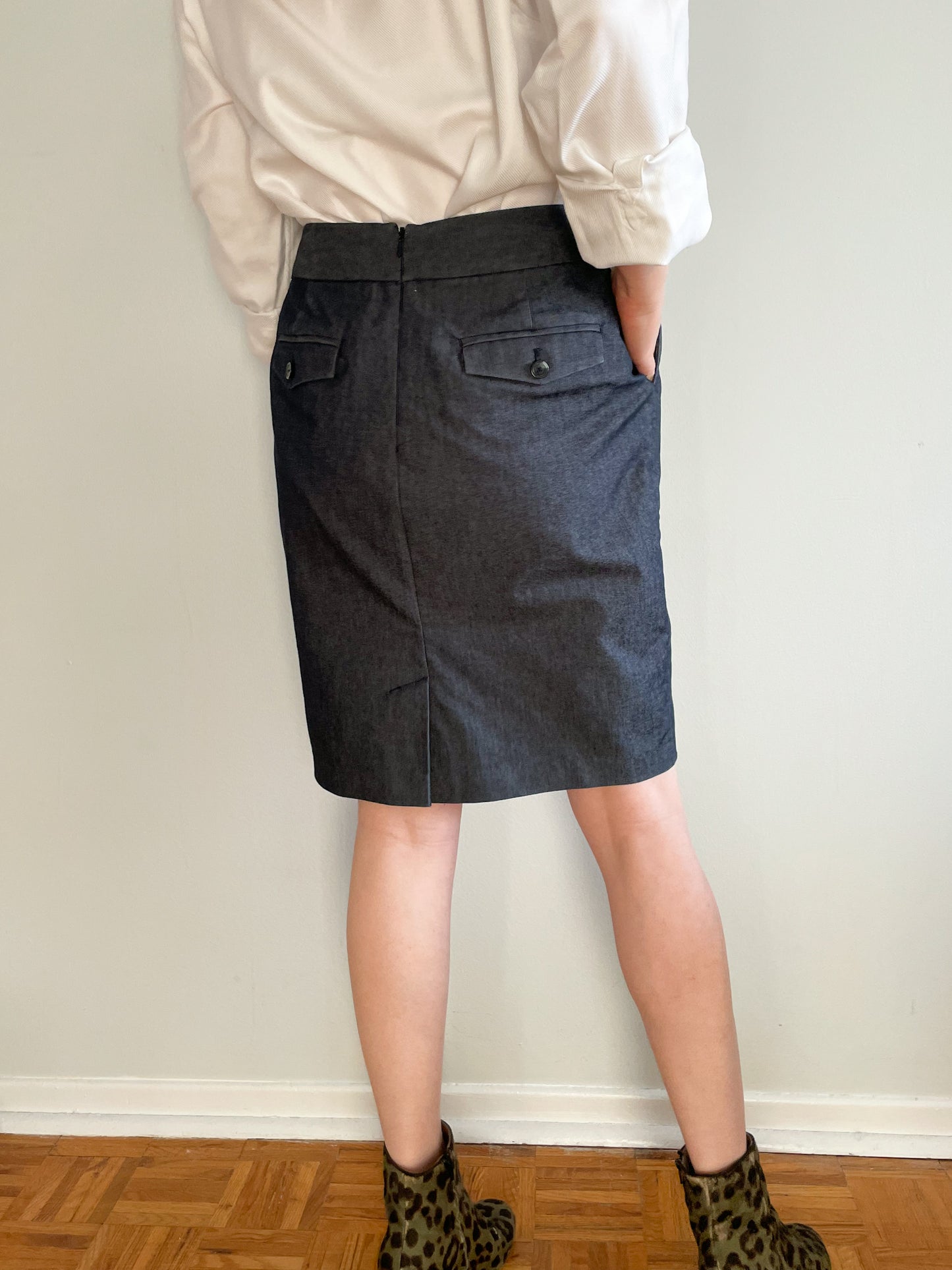 Liz Claiborne Denim Midi Pencil Skirt - Size 8