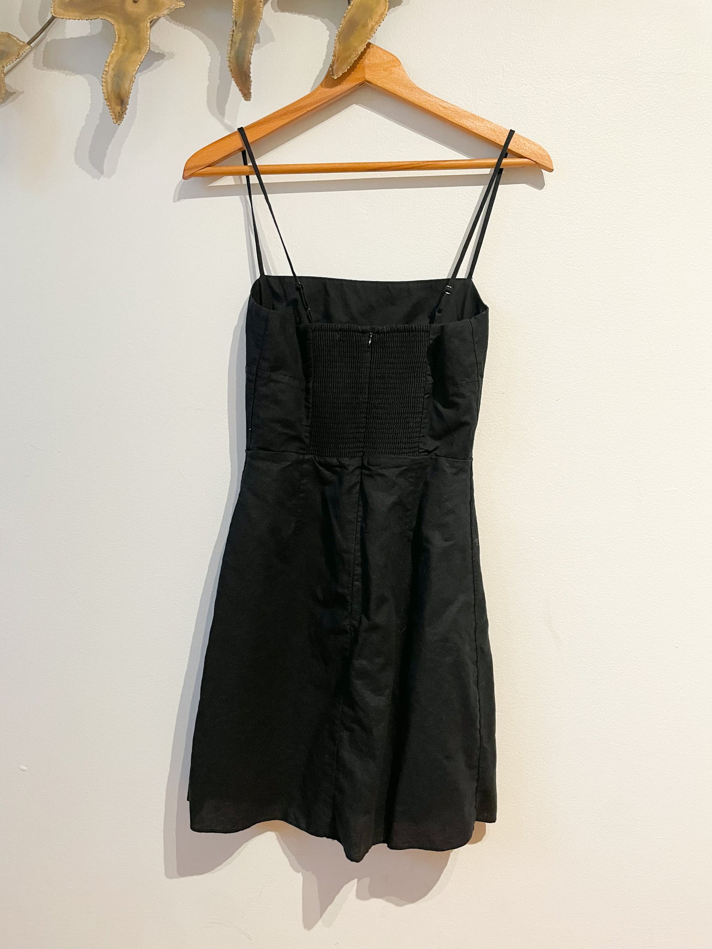 Sunday Best Quaint Black Linen Organic Cotton Mini Dress - XS