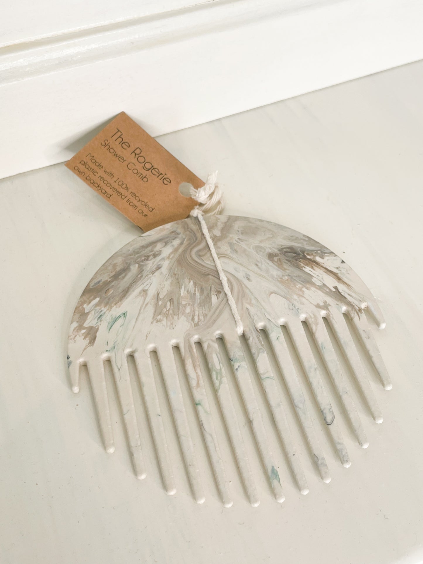 White Wide Tooth Shower Comb - 100% Recycled Plastic