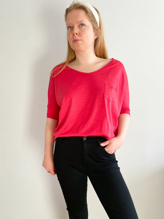 Fine Collection Raspberry Pink Silk Cotton Top NWT - M/L