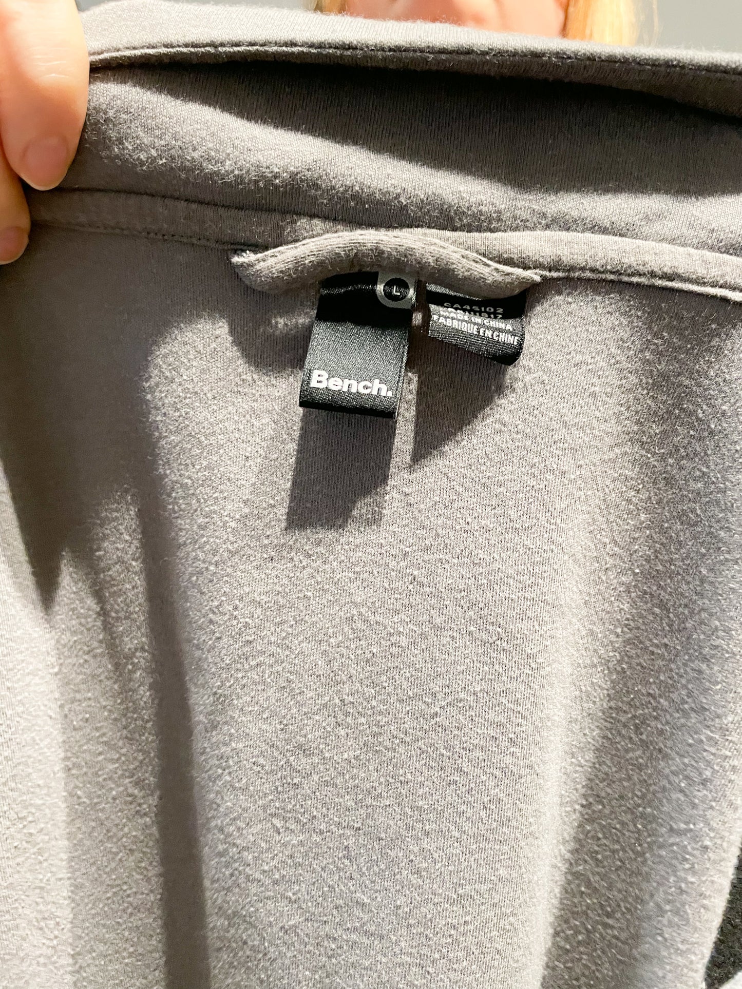 BENCH Grey Asymmetrical Zip Sweater Jacket - Large