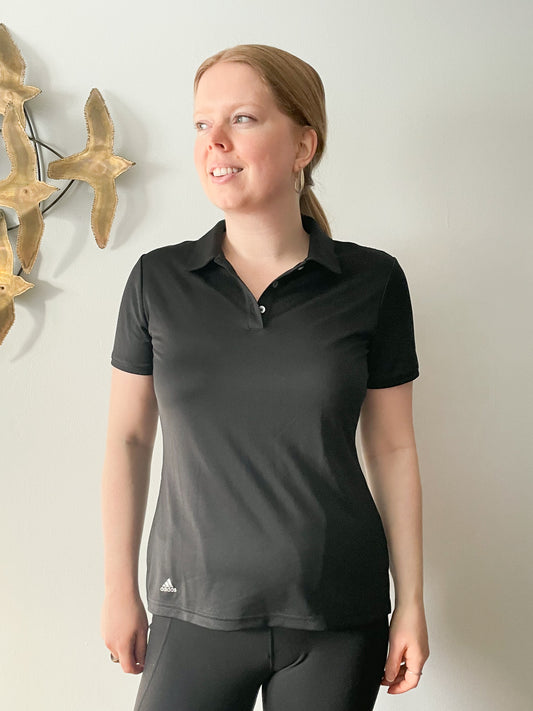 Adidas Black UPF50 Gold Polo Shirt - Small