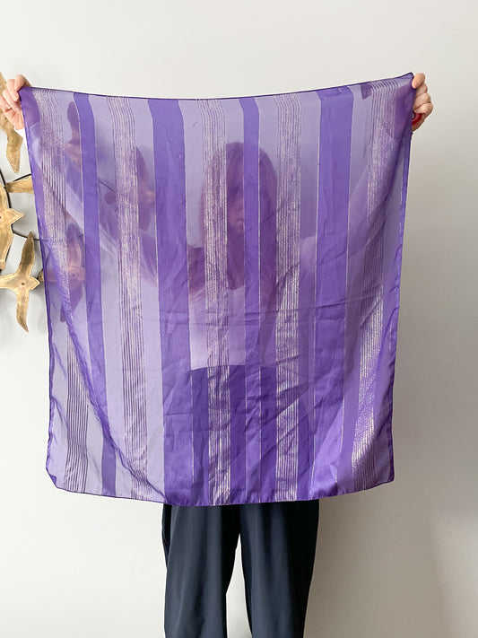 Purple Silver Stripe Square Scarf