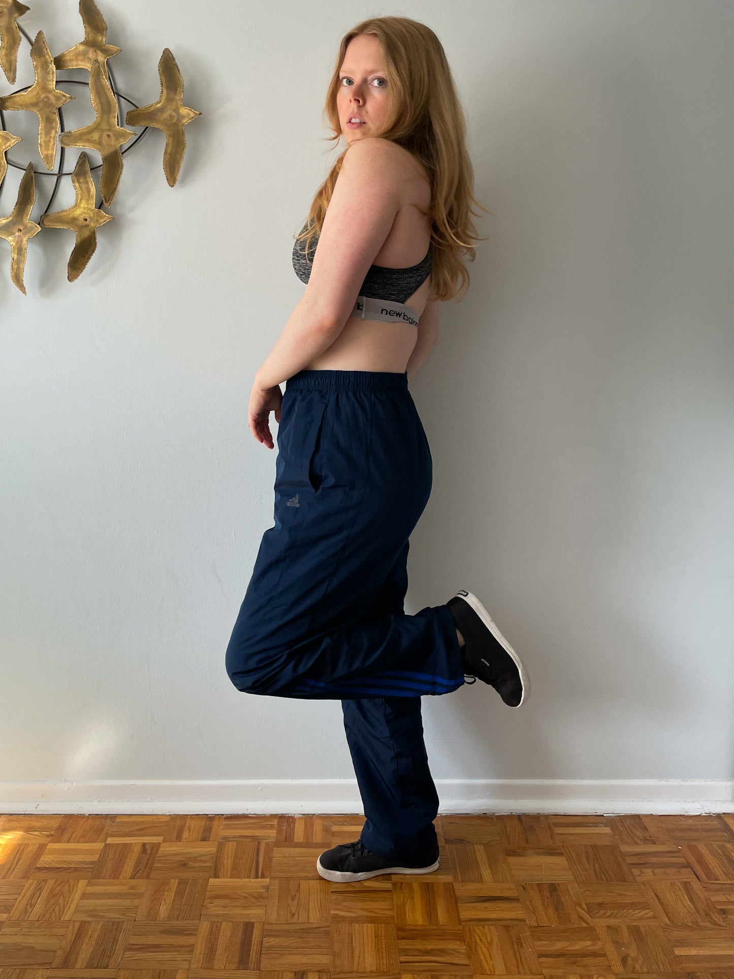 Adidas Navy High Rise Track Pants - Medium