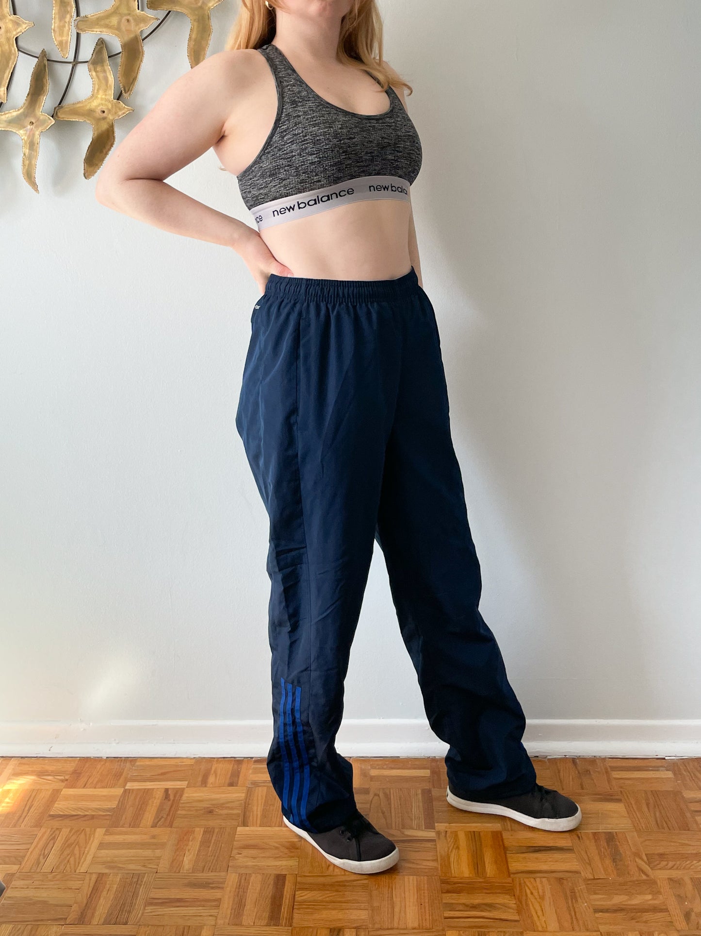 Adidas Navy High Rise Track Pants - Medium
