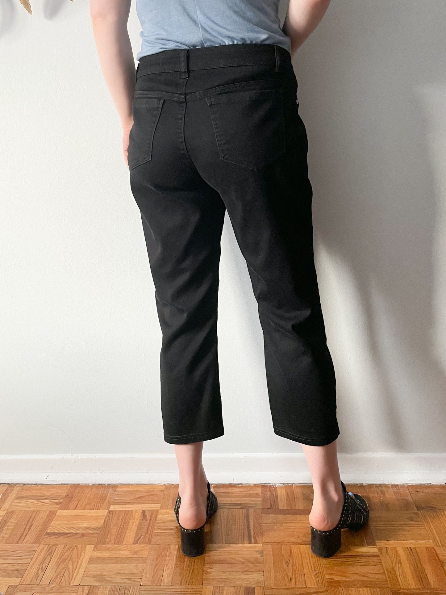 Nygard Black Stretch High Rise Cropped Straight Leg Pants - Size 12