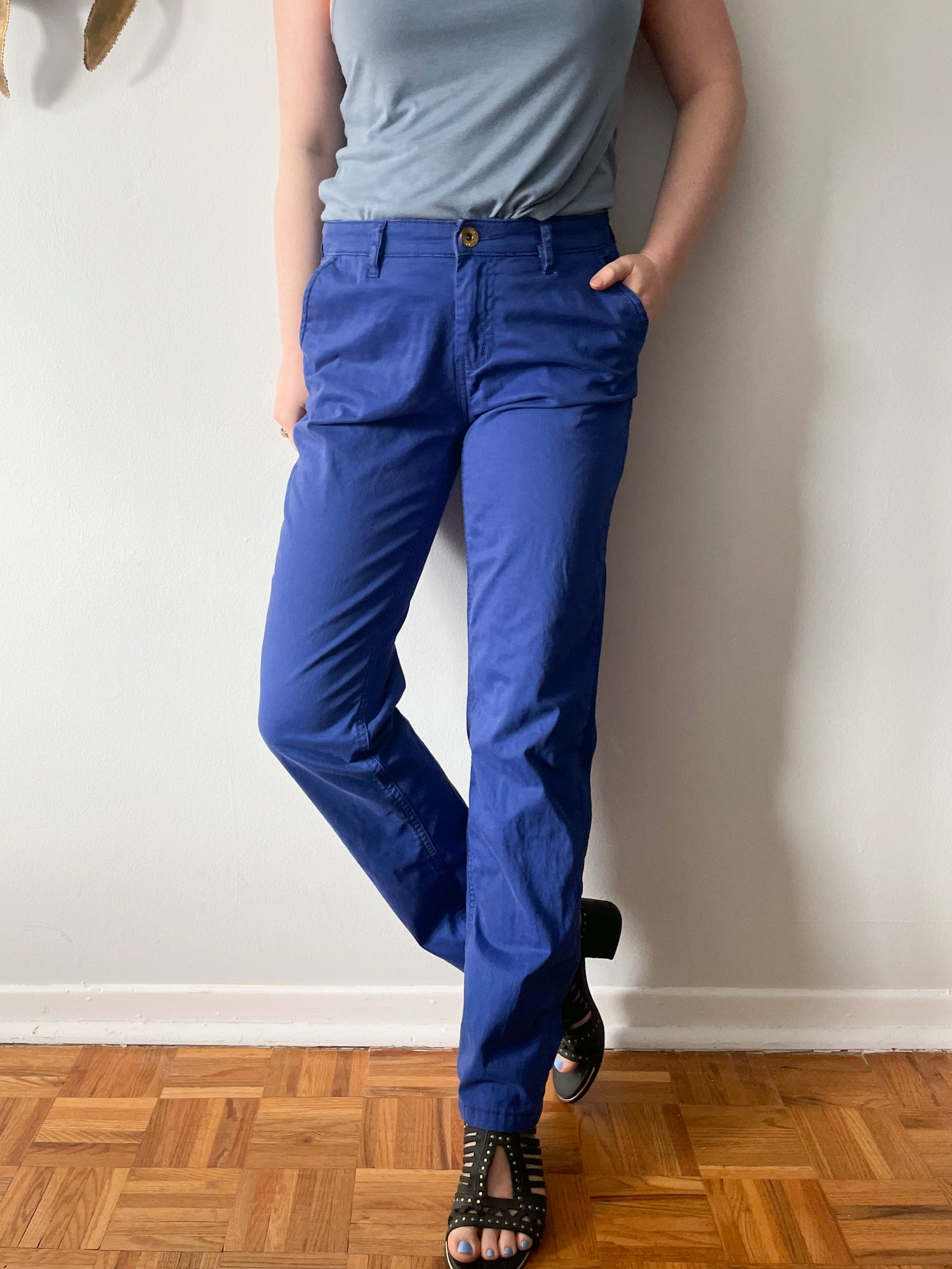 Tristan Royal Blue Mid Rise Tapered Pants - Large