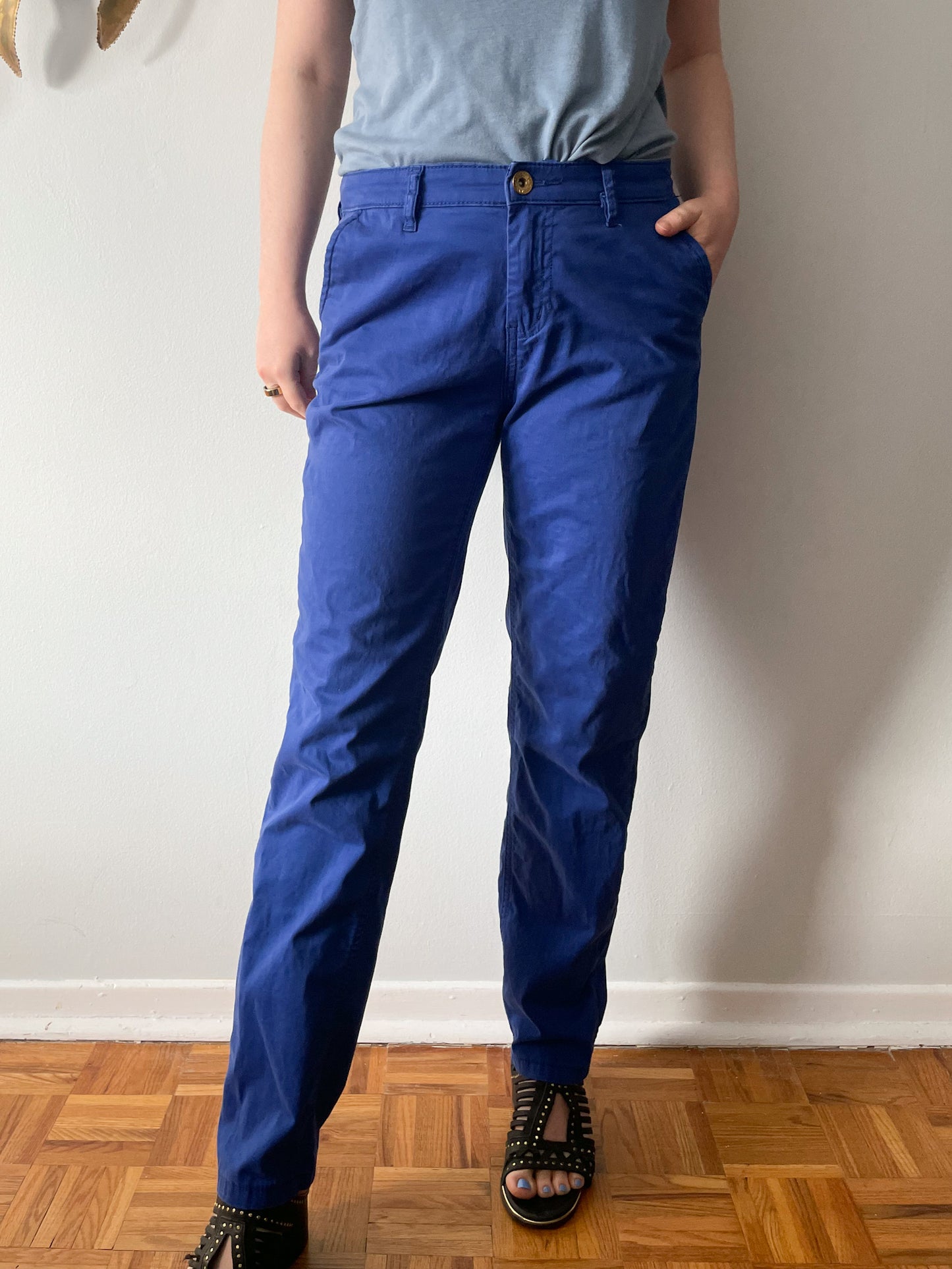 Tristan Royal Blue Mid Rise Tapered Pants - Large