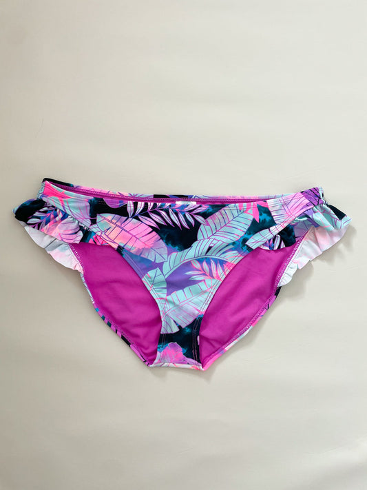 Island Soul Curve Ruffle Pink Blue Hipster Bikini Bottoms NWT - XL