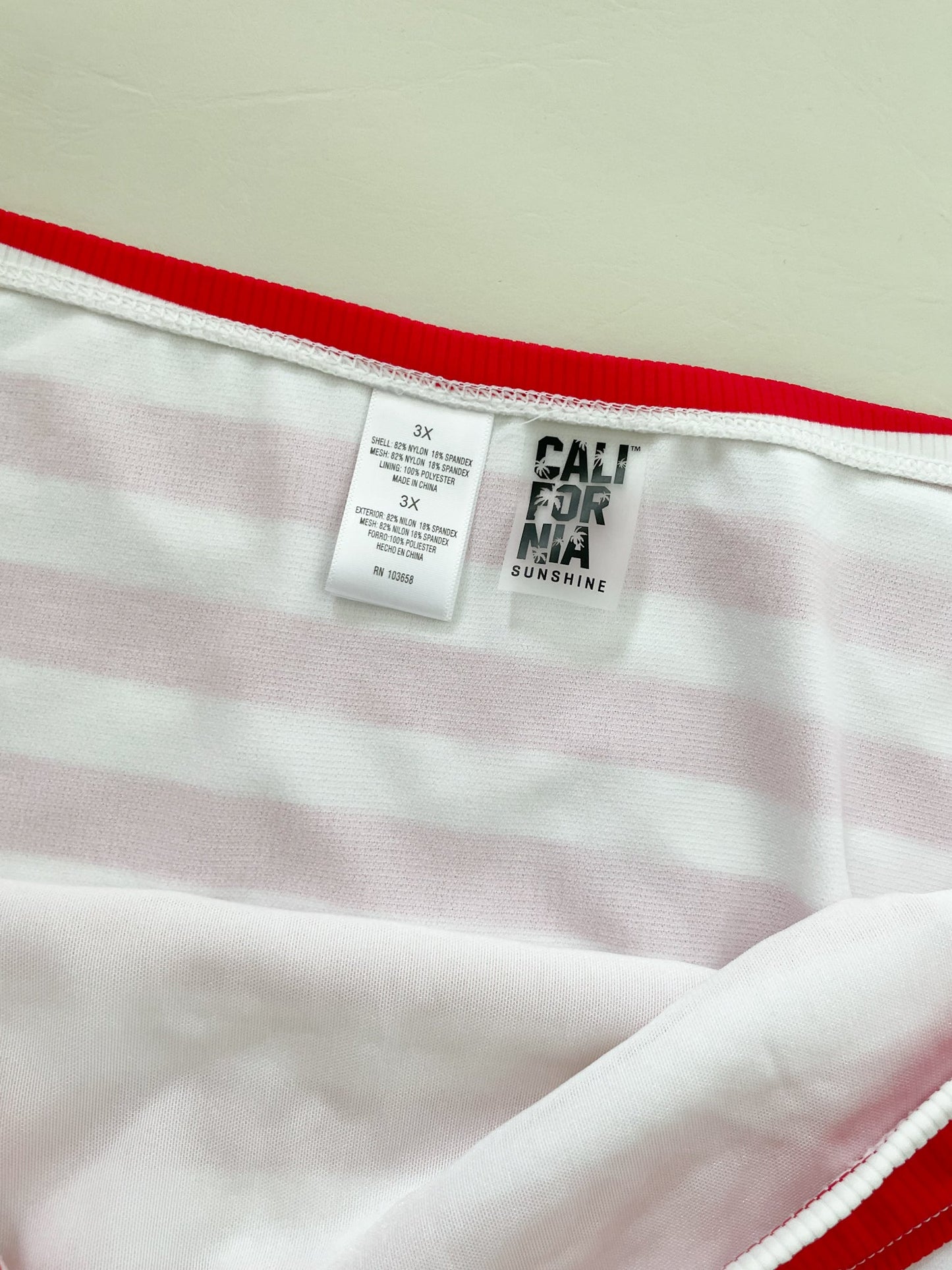 California Sunshine Red and White Striped High Waist Bikini Bottoms NWT - 3X