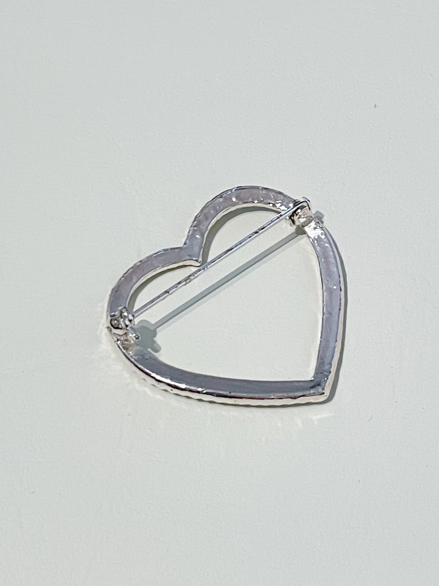 Vintage Rhinestone Heart Brooch Pin