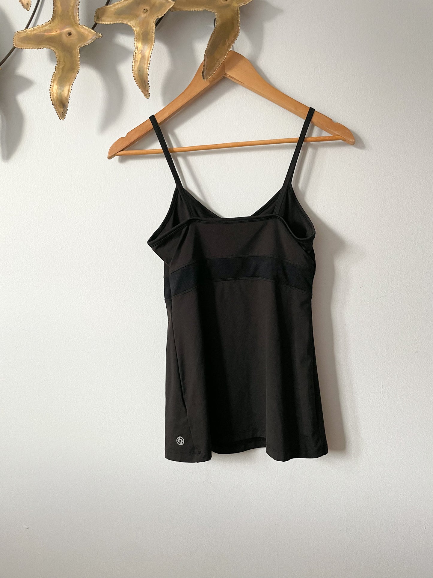 Lija Black Paneled Workout Golf Camisole with Built in Bra - Small