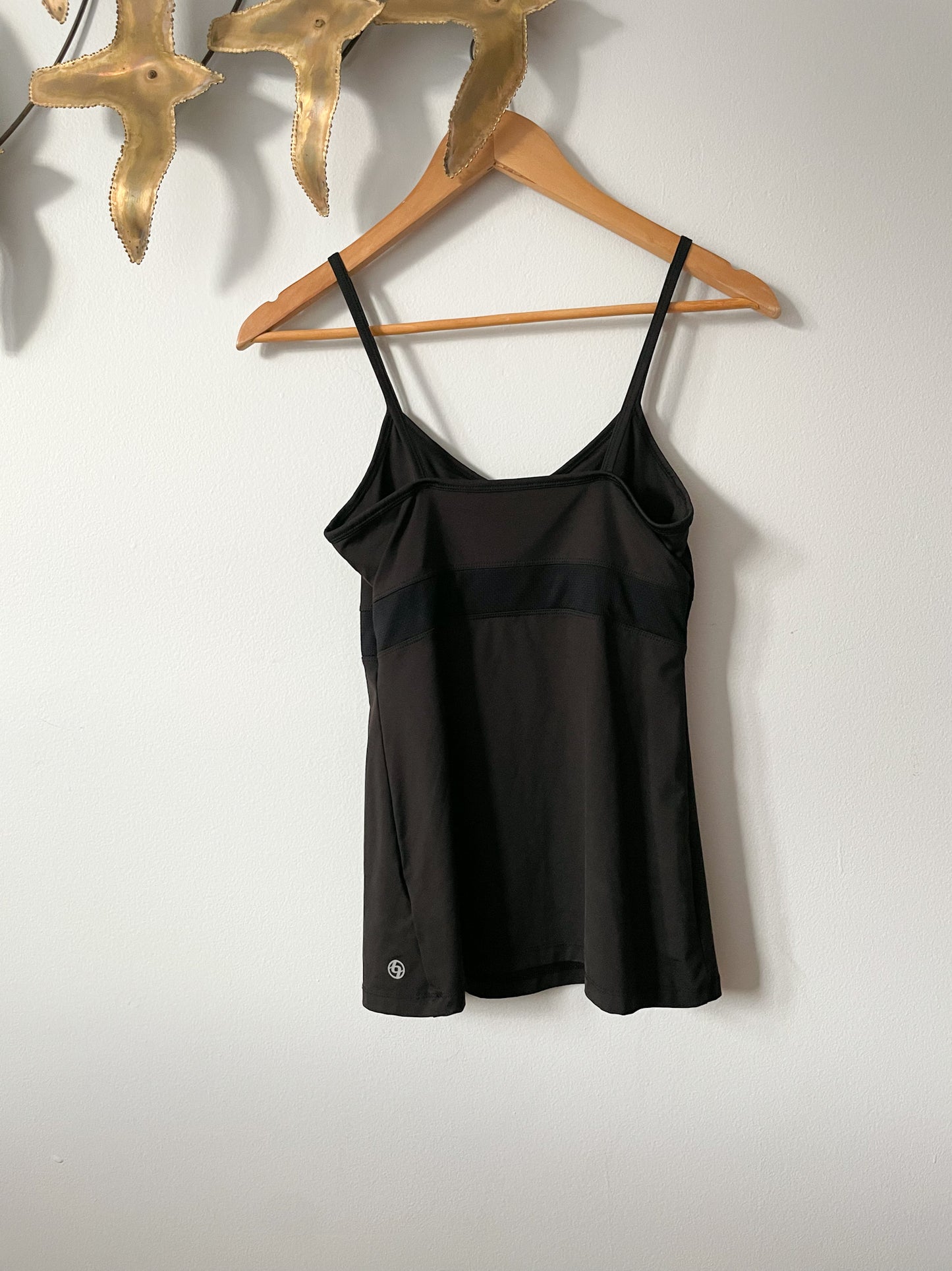 Lija Black Paneled Workout Golf Camisole with Built in Sports Bra - Small