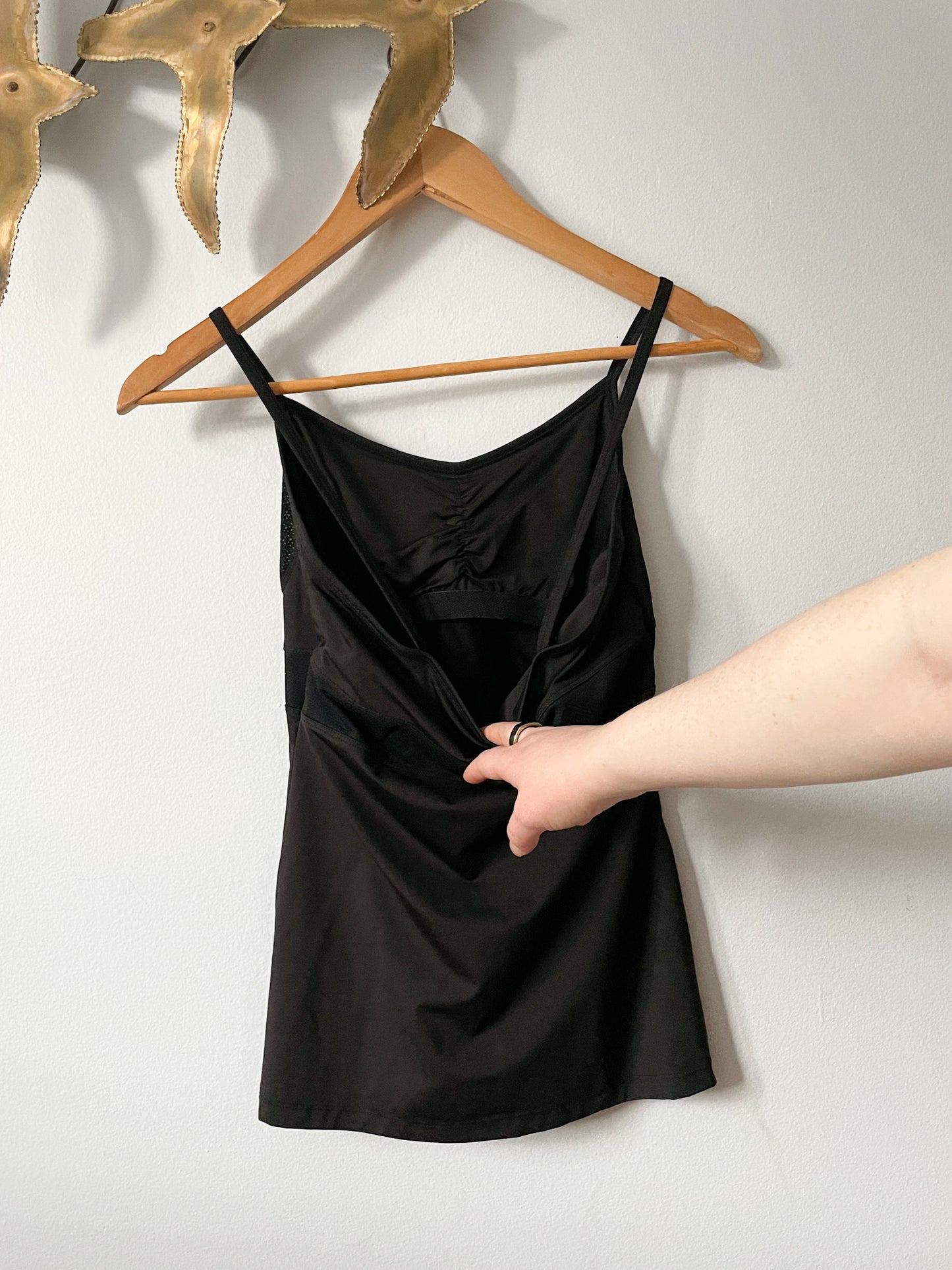 Lija Black Paneled Workout Golf Camisole with Built in Sports Bra - Small