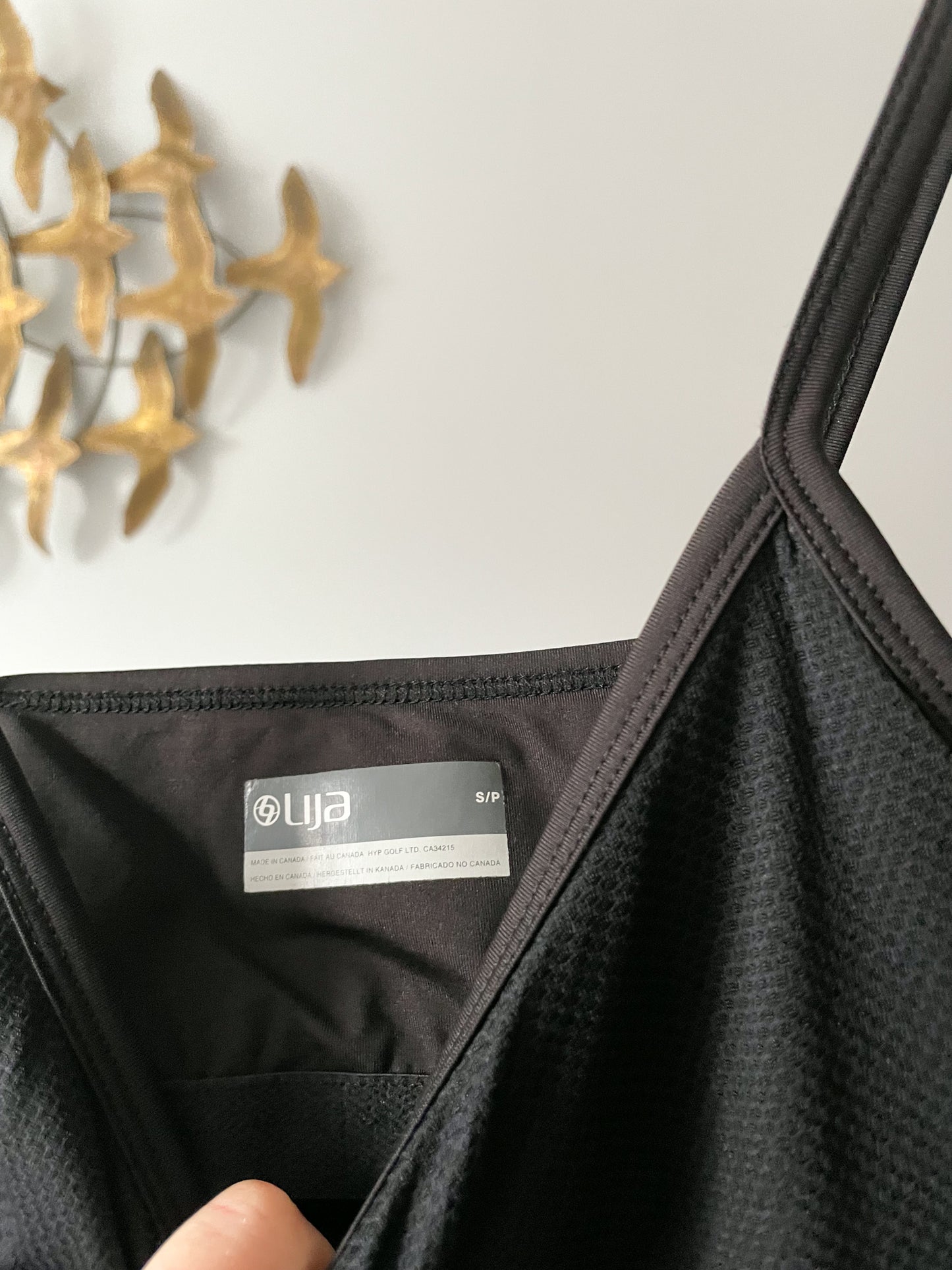 Lija Black Paneled Workout Golf Camisole with Built in Sports Bra - Small