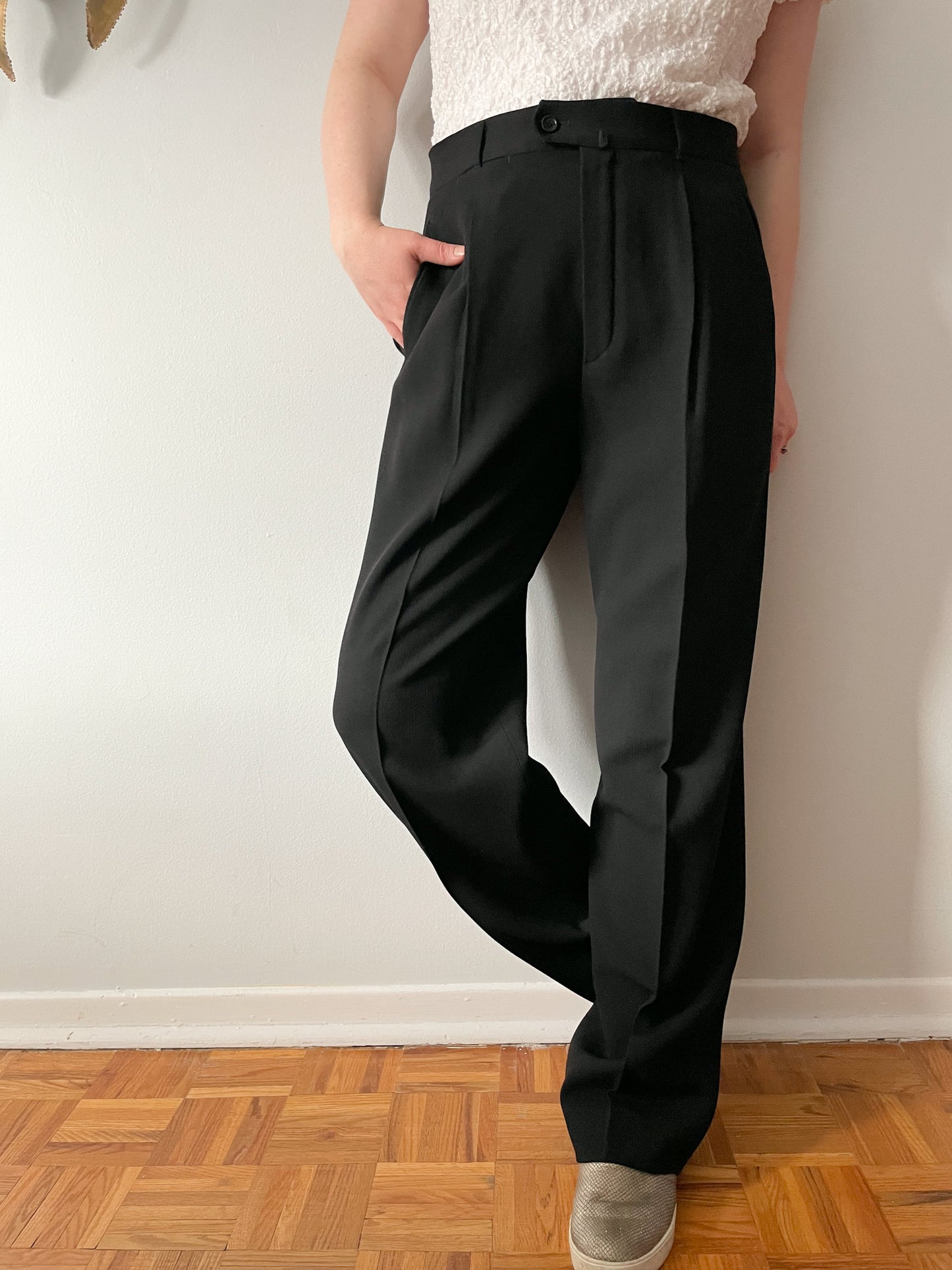 Caramelo Black High Rise Pleated Trouser Pants - XL