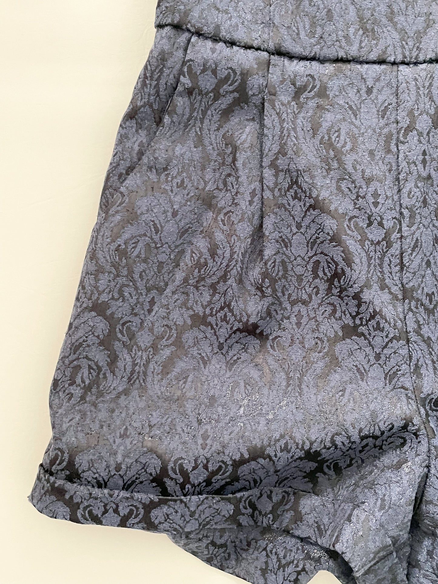 Navy Brocade Strapless Sweetheart Romper - Small