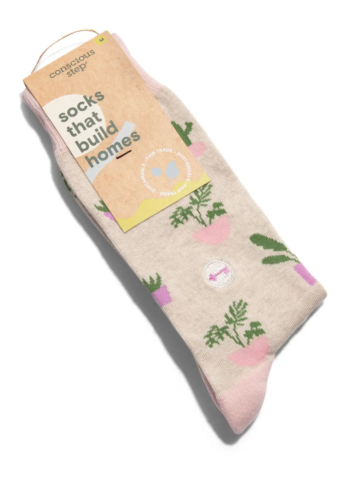 Socks that Build Homes - Pink Taupe With Plants