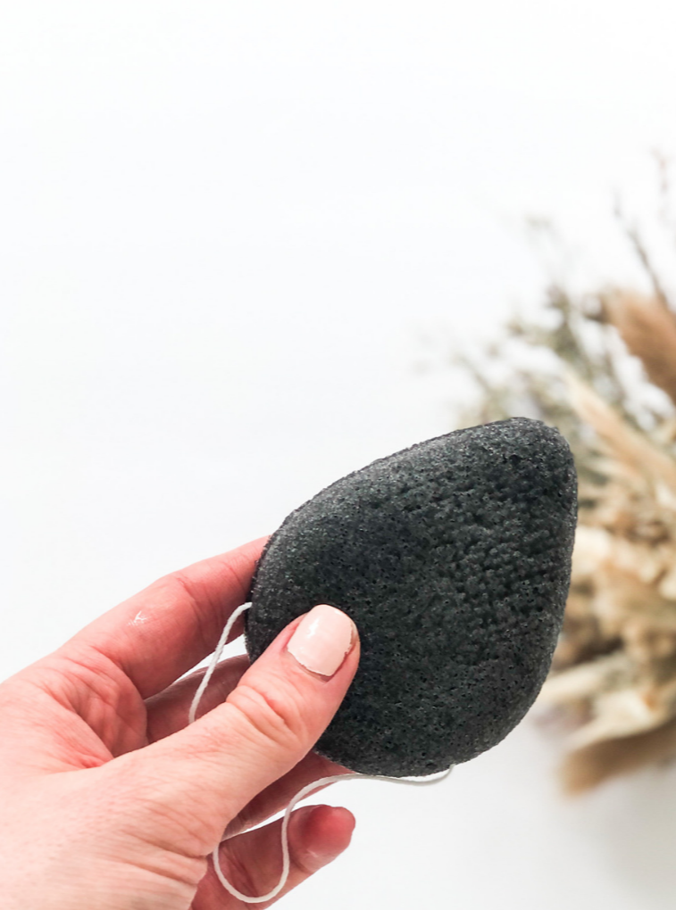 Charcoal Konjac Sponge - Organic, Vegan + Biodegradable