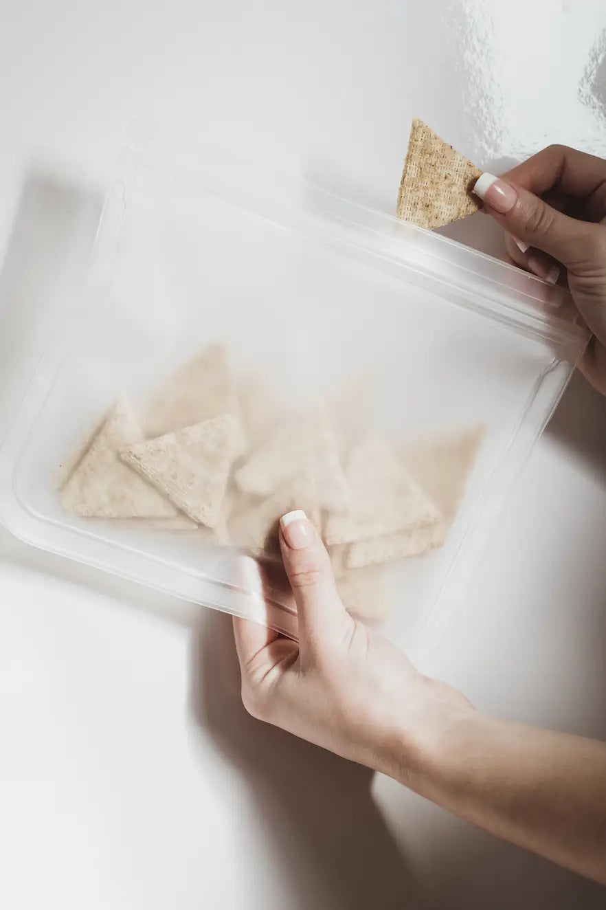 PEVA Reusable Snack Sandwich Bags | Eco-Friendly Zip Pouch - 5 Large Pack