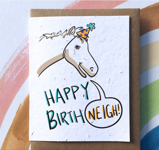 Happy BirthNeigh Plantable Pun Greeting Card