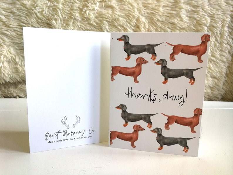 Watercolour Thank You Dachshund "Thanks Dawg" Greeting Card - 100% Recycled Paper