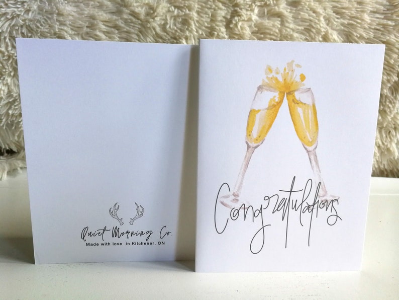Watercolour Champagne Glasses Congratulations Greeting Card - 100% Recycled Paper