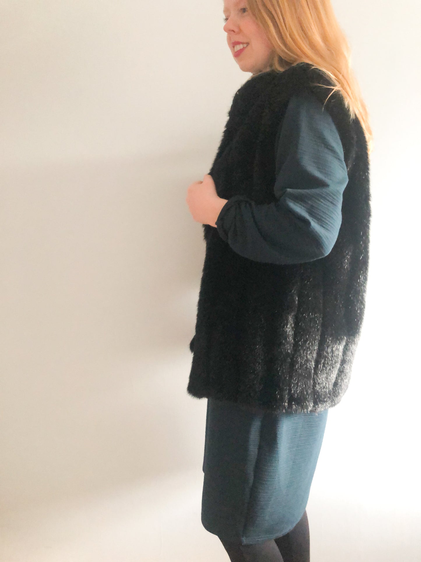 Black Faux Fur Cozy Vest - M/L