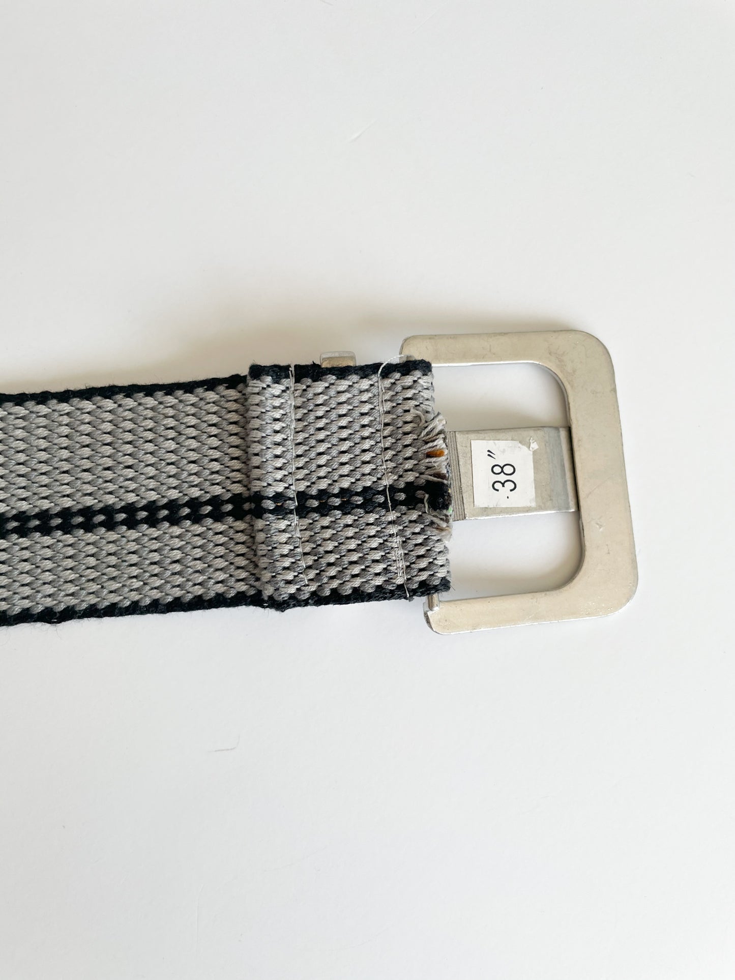 Grey Stripe Wide Belt - S/M