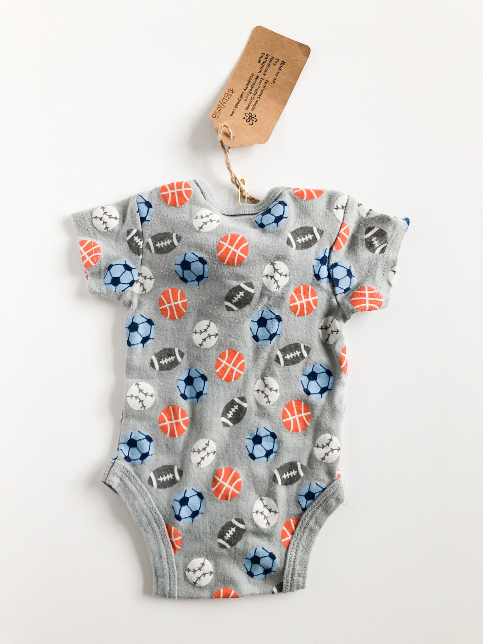 Grey Sports Suspender Bowtie Upcycled Bodysuit by Eco Pretty - Newborn - Le Prix Fashion & Consulting