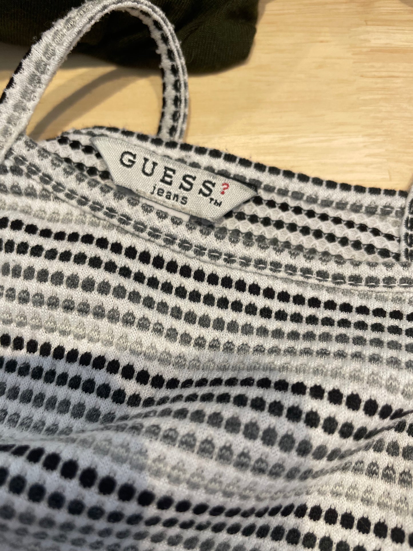 GUESS Black Grey Dotted Halter Top - Small