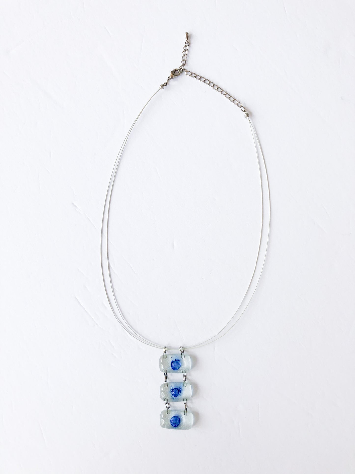 Calgary Artisan Made White Wire Glass Trio Necklace