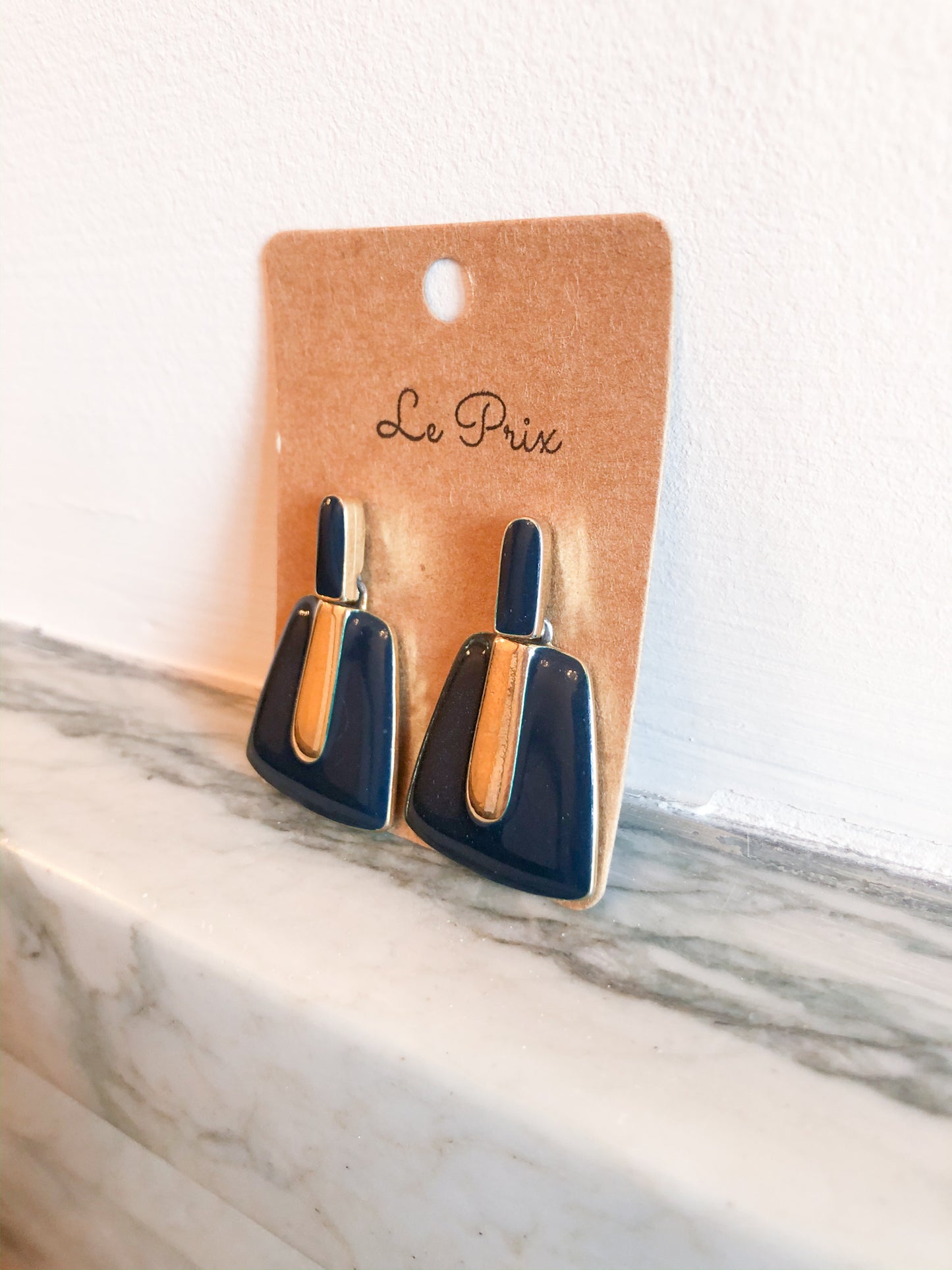 Navy and Gold Statement Earrings - Le Prix Fashion & Consulting