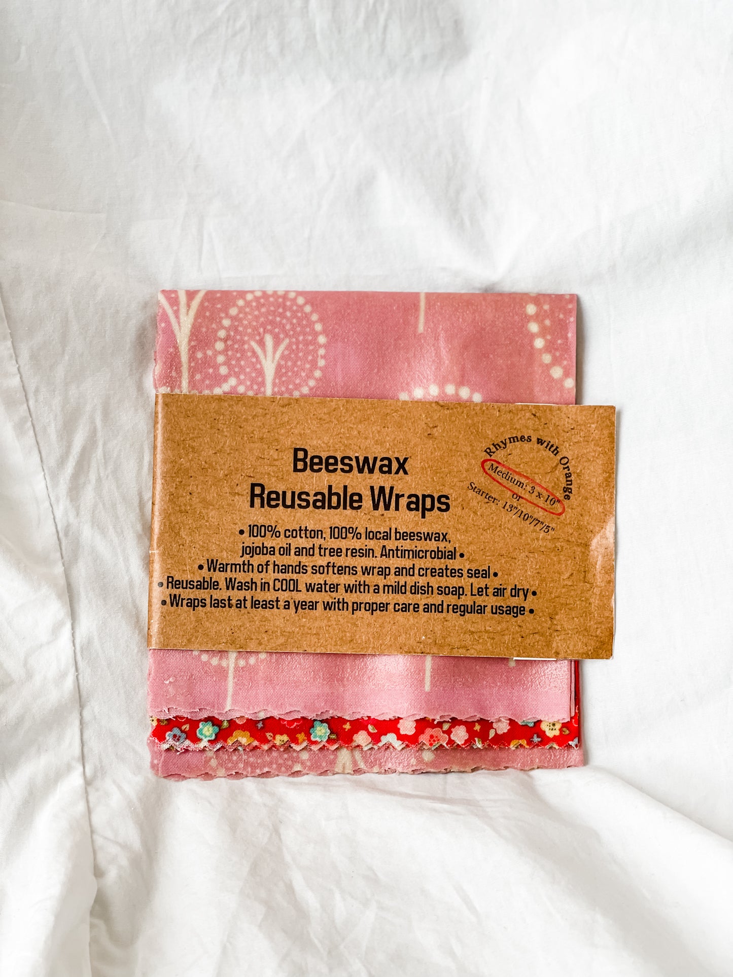 Beeswax Food Wraps Reusable Zero-Waste Kitchen - 3 Pack (10" x 10")
