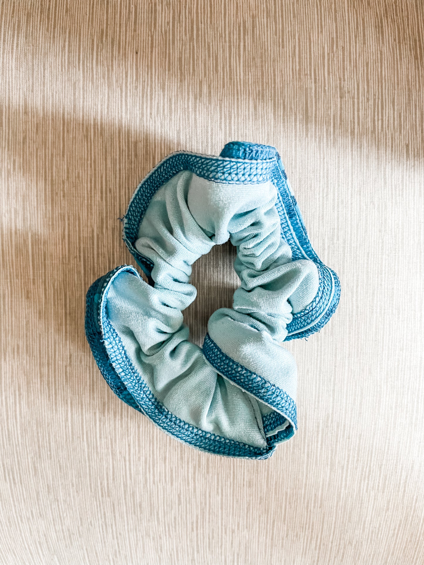Blue Piped Colourblock Upcycled Scrunchie
