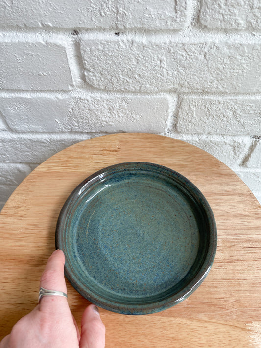 Brown Dark Blue Speckled Pottery Catchall Dish