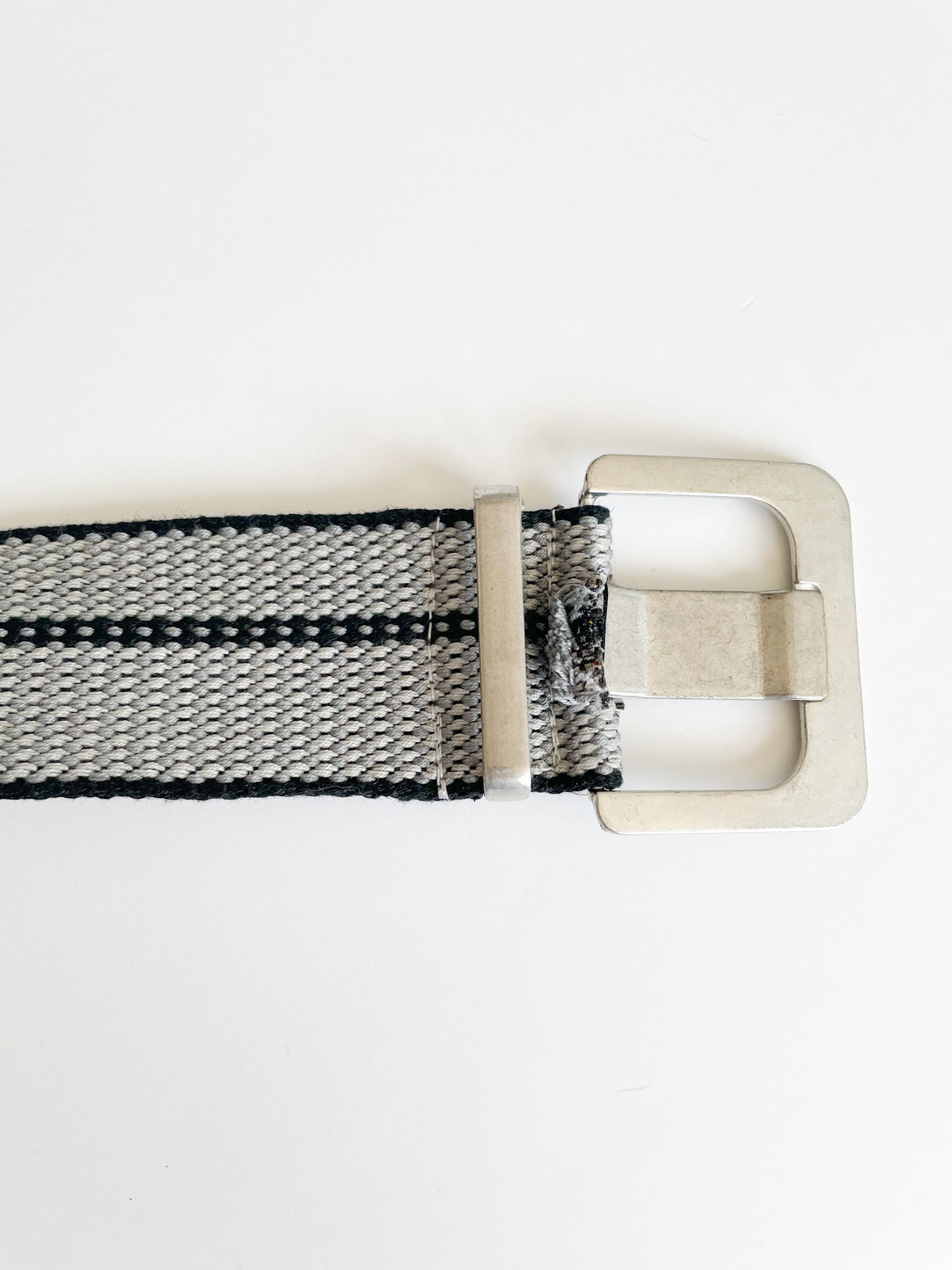 Grey Stripe Wide Belt - S/M
