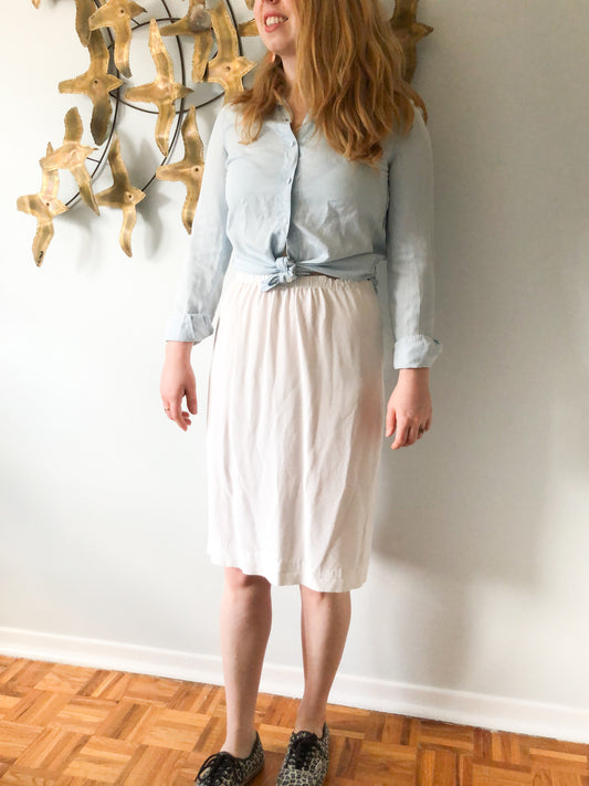 Vintage White High Waist Pencil Skirt - S/M