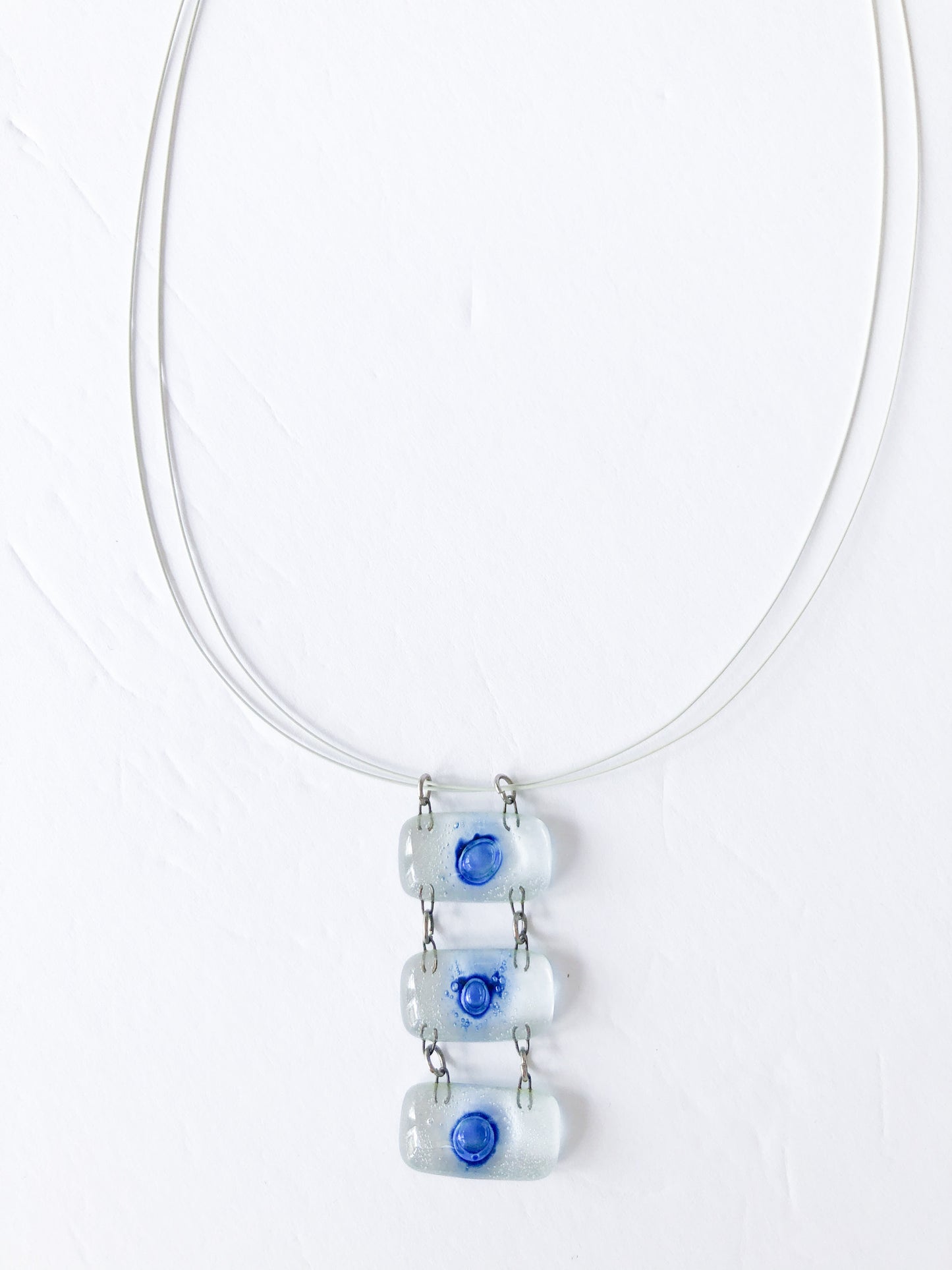 Calgary Artisan Made White Wire Glass Trio Necklace
