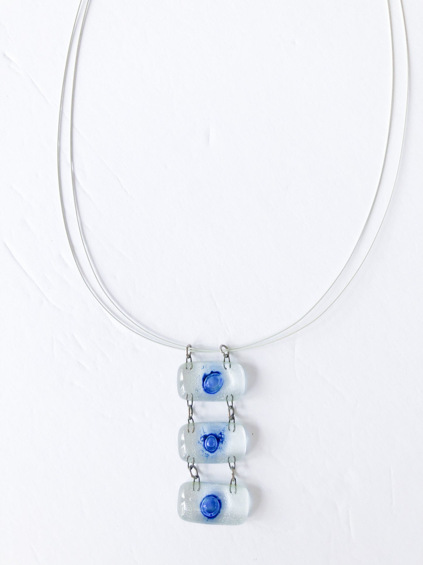 Calgary Artisan Made White Wire Glass Trio Necklace