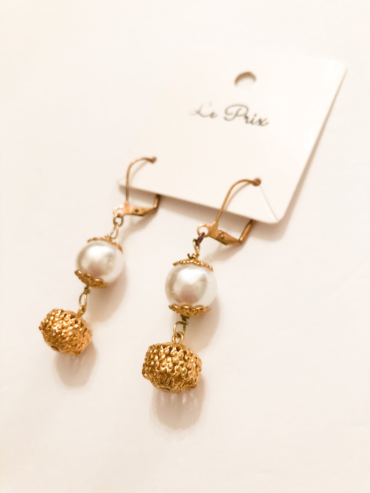 Gold Pearl Orb Drop Earrings - Le Prix Fashion & Consulting